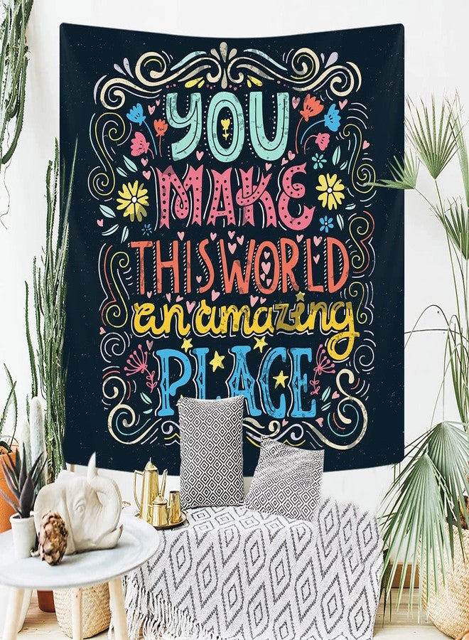 iTapnoom Inspirational Word Tapestry Wall Hanging for Teacher Students, You Make this World an Amazing Place Romantic Love Quote Design Wall Decor Tapestries for Classroom Office Dorm - Image 3